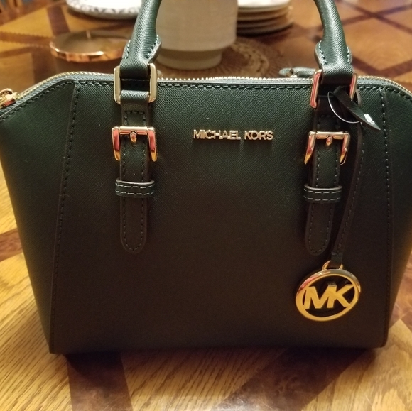 Michael kors small hand bag. Green with gold hardware - Picture 2 of 12